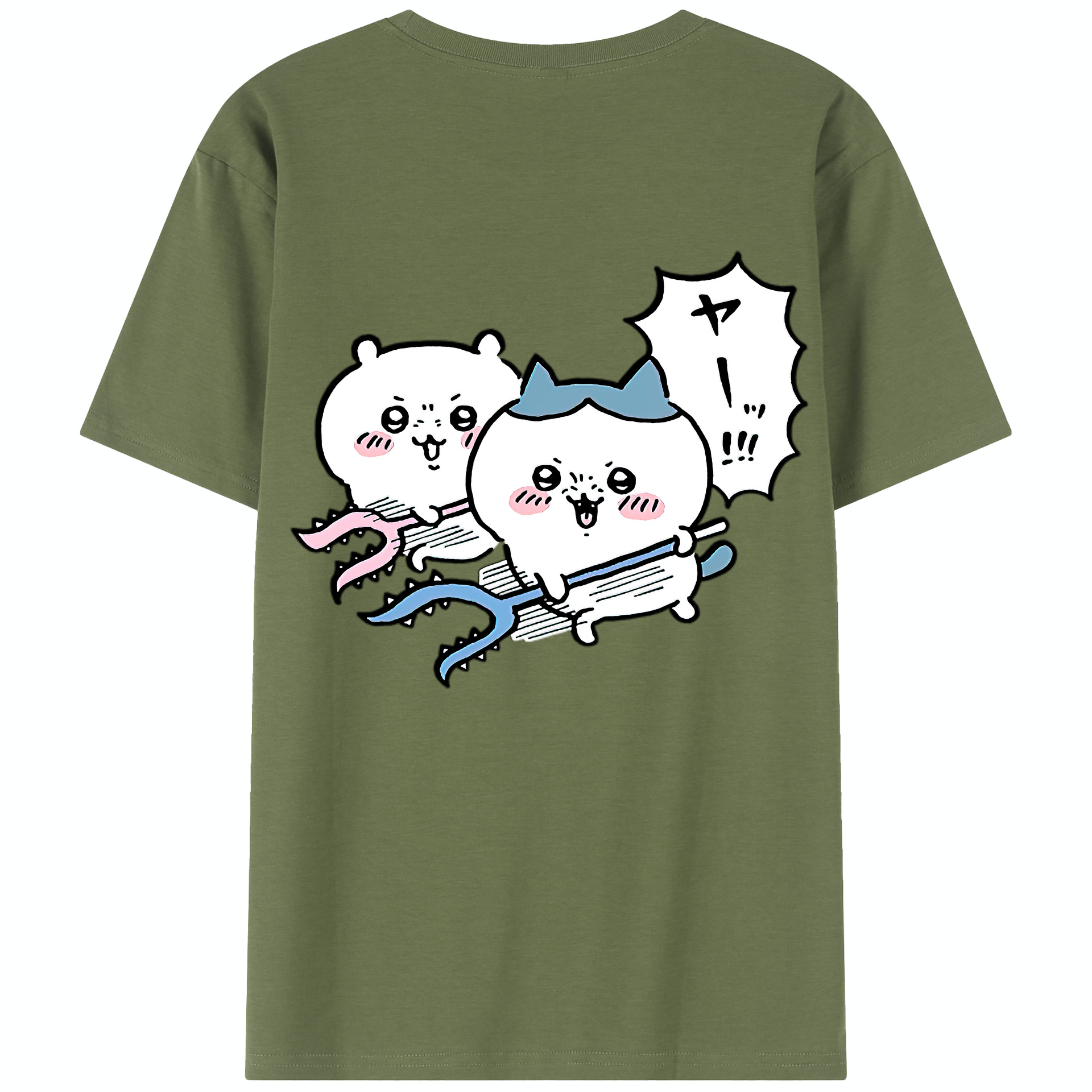 （画像用） ちいかわ ハチワレ Chii-kawa hachiware 綿100％半袖Tシャツ（背面プリント）